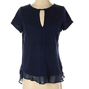 Anthropologie textured keyhole blouse